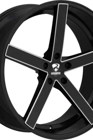 Free Delivery RAVETTI M1 5X114.3 22x8.5 +38 BLACK AND MILLED