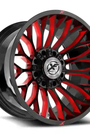XF Off-Road XF-237 8x165.1/8x170 22x12 -44 Gloss Black & Red Milled New Arrival