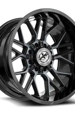 Hot Picks XF Off-Road XF-235 8x165.1/8x170 20x12 -44 Gloss Black & Machined Titanium Double Dark Tint