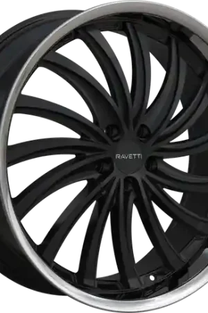RAVETTI M15 5X120 22x9 +40 GLOSS BLACK STAINLESS LIP Worldwide Shipping