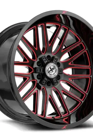XF Off-Road XF-240 5x127/5x139.7 20x9 +12 Gloss Black & Red Milled Crafted