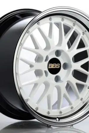 Seasonal Sale BBS LM 5x120 17x8.5 +18 White w/ Blue Metallic Flake / Diamond Cut Lip