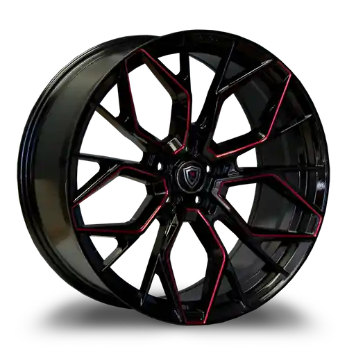 Hassle-Free Returns MARQUEE WHEELS M1004 5x115 20x9+15 GLOSS BLACK / RED MILLED