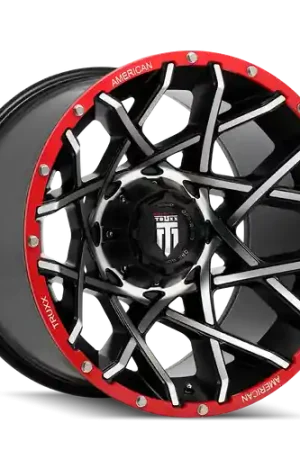 Free Delivery American Truxx Gridlock AT1901 8x165.1 17x9-12 Black/Machined/Red Beadlock