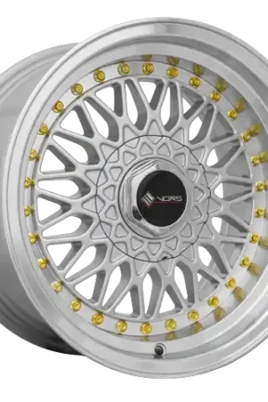 Certified Vors VR3 5x100 16x8  +20 Silver Machine Lip Gold Rivet