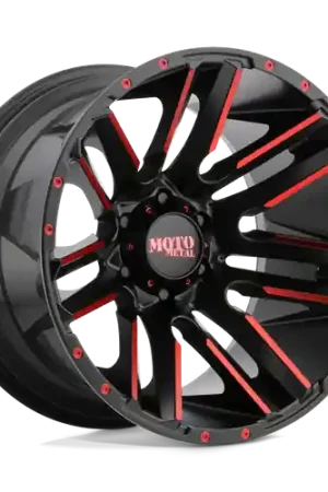 Top Rated Moto Metal MO978 RAZOR 5X127 22X12 -44 SATIN  BLACK MACHINED RED TINT