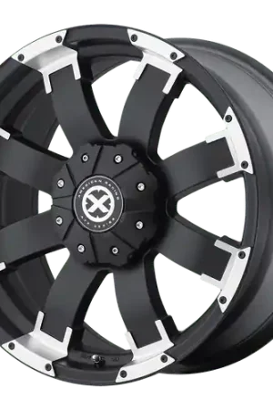 Professional Grade ATX Series AX191 SHACKLE 5X114.3/5X127 18X9 +20 SATIN BLACK WITH MACHINED FACE