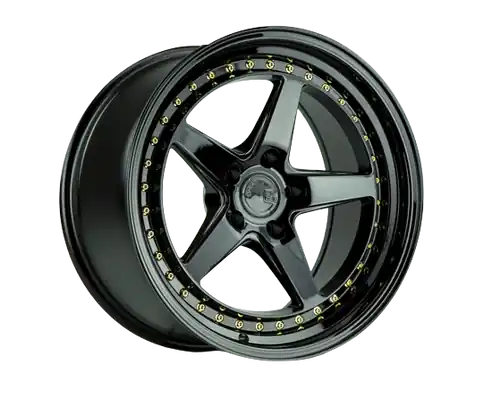 Aodhan DS05 5x114.3 18x10.5+15 Gloss Black W /Gold Rivets Direct From Manufacturer