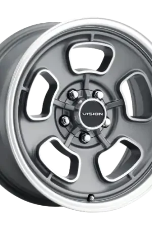 Vision American-Muscle 148 Shift 5x120.65 15x8-19 Satin Grey Machined Face/Lip Budget