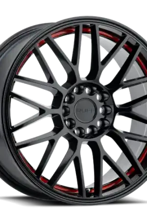 Ruff OVERDRIVE 4X100/4X114.3 18X8 +38 GLOSS BLACK W/ RED INNER LIP Price Drop