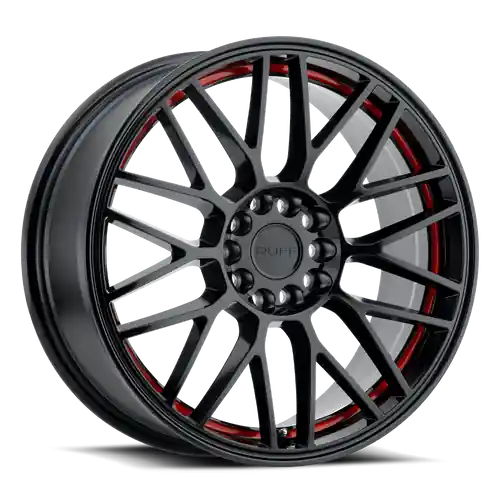 Ruff OVERDRIVE 4X100/4X114.3 18X8 +38 GLOSS BLACK W/ RED INNER LIP Price Drop