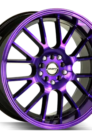 Same Day Shipping Shift Crank 5x114.3/5x120 18x8.5 +30 Gloss Black Purple Machined