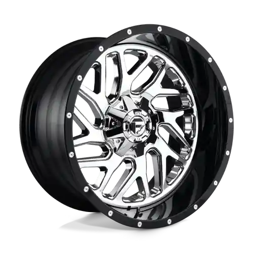 While Supplies Last Fuel 2PC D211 TRITON 6X135/6X139.7 22X14 -70 CHROME PLATED GLOSS BLACK LIP