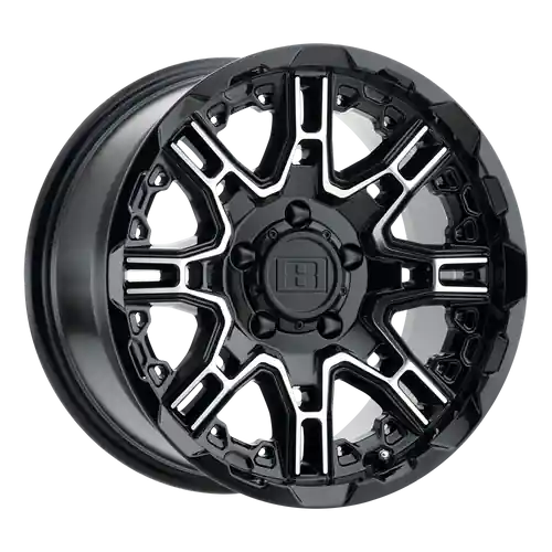 Level 8 SLINGSHOT 8X170 20X9 +0 GLOSS BLACK W/ MACHINED FACE Exclusive