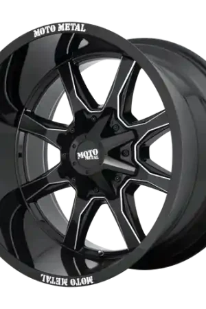 Buy Online Moto Metal MO970 8X180 17X8 +0 GLOSS BLACK WITH MILLED SPOKE & MOTO METAL ON LIP