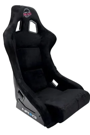 NRG Innovations FRP Bucket Seat PRISMA Edition with pearlized back. All Black alcantara vegan material. (Large) - Universal Flash Sale