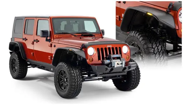 High Quality Bushwacker 07-18 Jeep Wrangler Unlimited Flat Style Flares 4pc 4-Door Sport Utility Only - Black