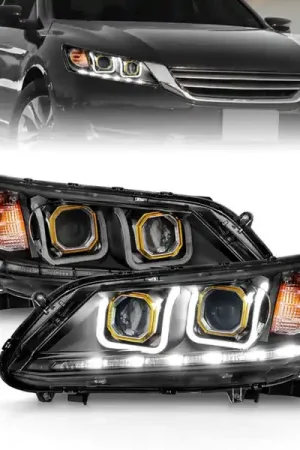 Free Delivery ANZO 2013-2015 Honda Accord (4dr ONLY) Projector Headlights w/ U-Bar Black