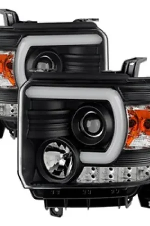 Buy Online Spyder GMC Sierra 14-16 Projector Headlights Light Bar DRL Black PRO-YD-GS14-LBDRL-BK
