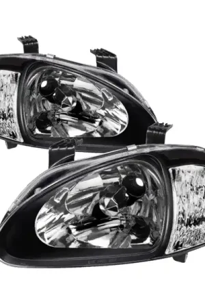 xTune Honda Del Sol 93-97 1Pc Crystal Headlights Black HD-ON-HDEL93-1P-BK Money Back Guarantee