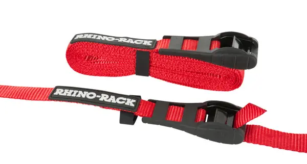 Deal Rhino-Rack Rapid Tie Down Straps w/Buckle Protector - 4.5m/15ft - Pair - Red