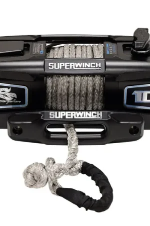 Mega Sale Superwinch 10000 LBS 12V DC 3/8in x 54ft Synthetic Rope Scorpion 10000SR Winch - Black Powdercoat