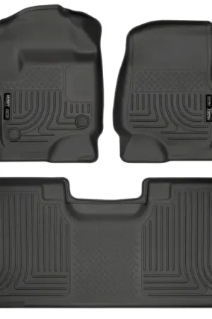 Reduced Price Husky Liners 17-19 F-250/F-350/F-450 Crew Cab Weatherbeater Black Front & 2nd Seat Floor Liners