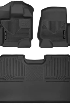Last Chance Husky Liners 15-23 Ford F-150 SuperCrew Cab X-Act Contour Front & 2nd Row Seat Floor Liners - Black
