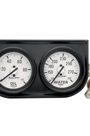 Autometer AutoGage Two-Gauge Console 2-1/16in Mech 0-100 PSI Oil Press/100-280 Deg Water Temp-Black Buy Today