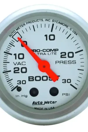 Low Price Autometer Ultra-Lite 52mm 30 PSI Mechanical Boost Gauge