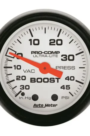 Exclusive Autometer Phantom 52mm 30in Hg-Vac/45PSI Mechanical Vacuum/Boost Gauge