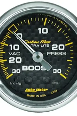 Autometer Carbon Fiber 52mm 30 PSI Mechanical Boost Gauge Place Order