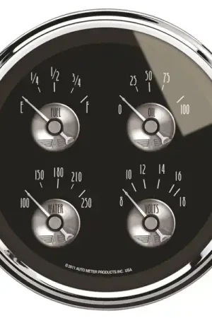 AutoMeter Gauge Quad 5in. 0 Ohm(e) to 90 Ohm(f) Elec Prestige Blk. Diamond Limited Time