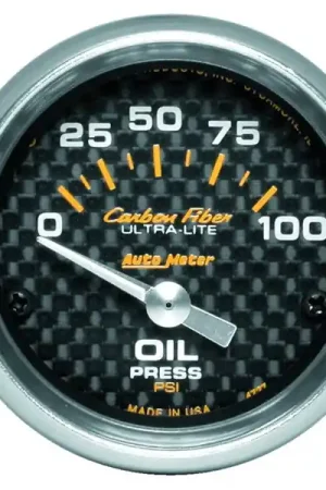 Autometer Carbon Fiber 52mm 100 PSI Electronic Oil Pressure Gauge Direct From Manufacturer