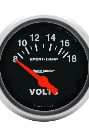 Autometer Sport-Comp 52mm 8-18 Volt Electronic Voltmeter Gauge Next Day Delivery