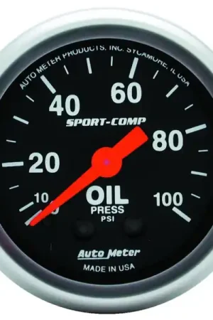 Autometer Sport Comp 52mm Mechanical 0-100 PSI Oil Pressure Gauge Mega Sale