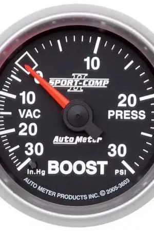 Autometer Sport-Comp II 52mm 30 PSI Mechanical Boost Vacumm Gauge Holiday Sale