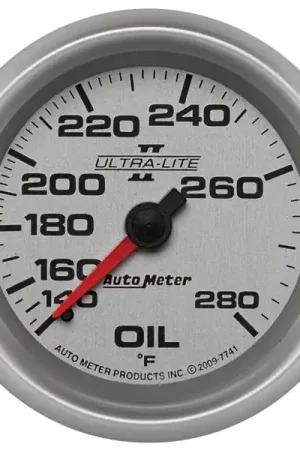 Holiday Sale AutoMeter Gauge Oil Temp 2-5/8in. 140-280 Deg. F Mechanical Ultra-Lite II