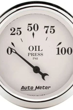 Weekend Sale Auto Meter 2-1/16in 100PSI Electronic Oil Pressure Old Tyme White Gauge