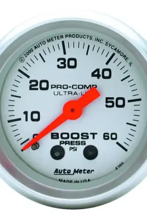 Exclusive Autometer Ultra-Lite 52mm 60 PSI Mechanical  Boost Gauge