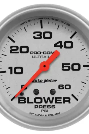 Autometer Ultra-Lite 2-5/8in Blower Pressure Gauge - 60PSI / Mechanical Sale