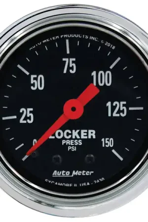 Autometer Traditional Chrome 2-1/16in 150 PSI Mechanical Air Locker Gauge Trusted Brand