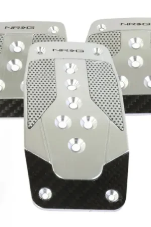 High Quality NRG Aluminum Sport Pedal M/T - Silver w/Black Carbon