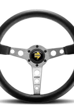 Super Sale Momo Prototipo Steering Wheel 350 mm - Black Leather/Wht Stitch/Brshd Spokes