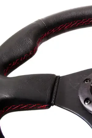 Fresh Stock NRG Reinforced Steering Wheel (320mm) Leather w/Red Stitch