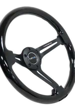 NRG Reinforced Steering Wheel (350mm / 3in. Deep) Blk Wood w/Blk Matte Spoke/Black Center Mark Shop Now