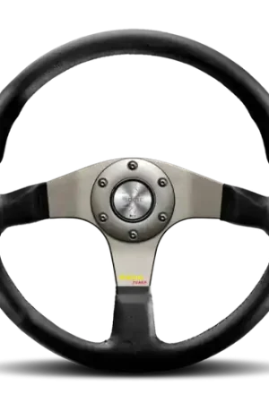 Super Sale Momo Tuner Steering Wheel 350 mm - Black Leather/Red Stitch/Black Spokes