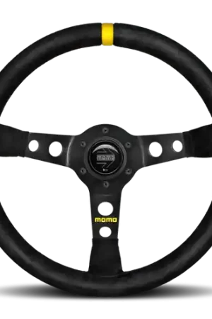 Momo MOD07 Steering Wheel 350 mm -  Black Suede/Black Spokes/1 Stripe Hassle-Free Returns