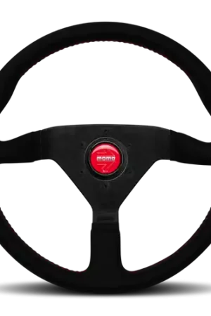 Momo Montecarlo Alcantara Steering Wheel 320 mm - Black/Red Stitch/Black Spokes Hot Deal
