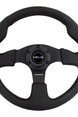 NRG Reinforced Steering Wheel (320mm) Black Leather w/Black Stitching Special Offer